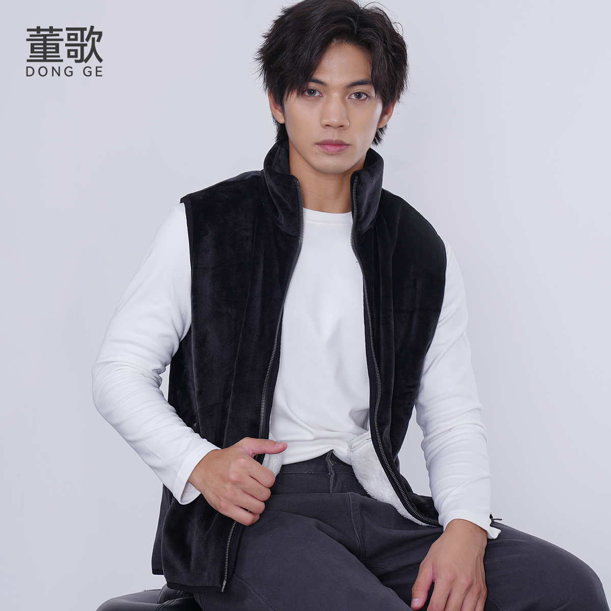 「董歌」羊羔绒加绒加厚坎肩一体绒马甲男士保暖抗寒高领背心I ,男装,背心,淘宝优惠券,粉丝福利购,淘宝优惠卷