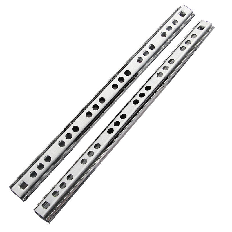 双向抽拉导轨17mm二节小型抽屉轨道窄柜滑轨迷你两边拉出滚珠道轨