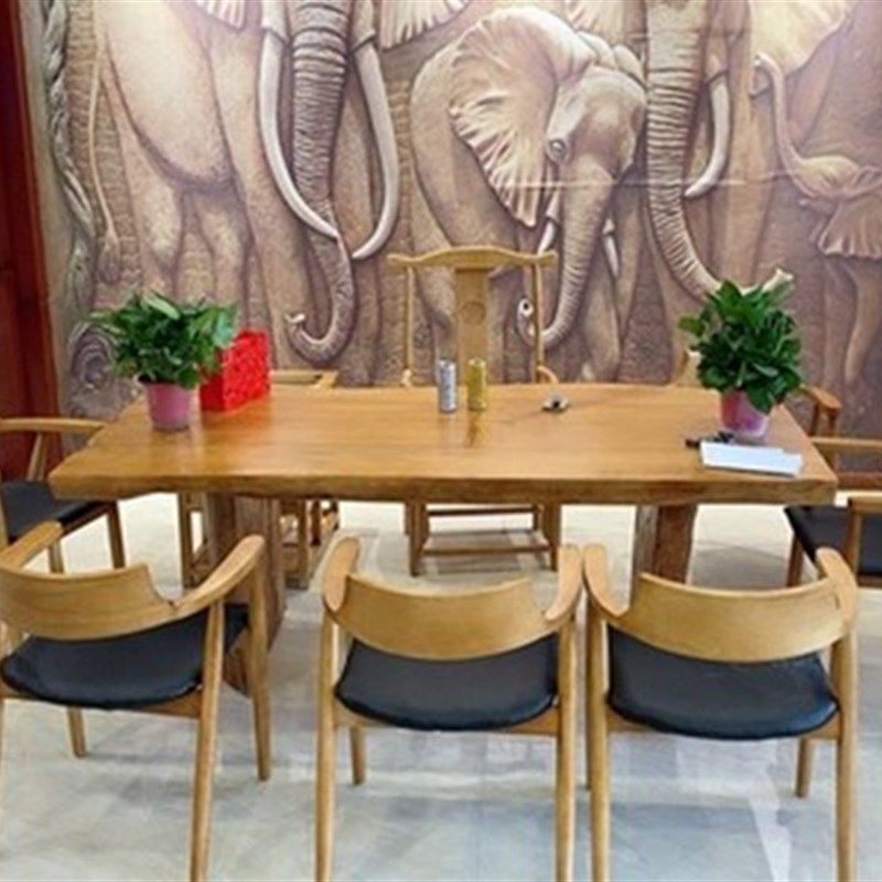 实木大板会议长桌长条桌原木餐桌子泡茶桌茶几台办公洽谈桌椅组合