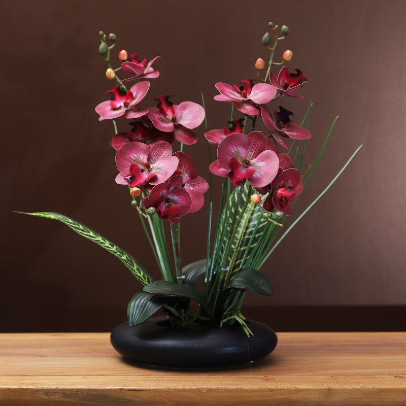 高端蝴蝶兰假花仿真花艺花瓶套装摆件家居客厅电视柜餐桌花摆设花