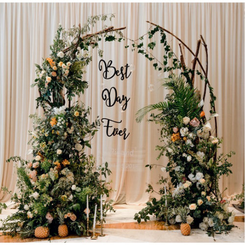 森系婚庆开业原木拱门多木半圆弧形分体拱门鲜花假花装饰背景木架