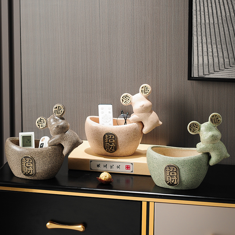 招财福气熊放g钥匙收纳摆件钥匙开业礼物乔迁礼品进门口实用装饰