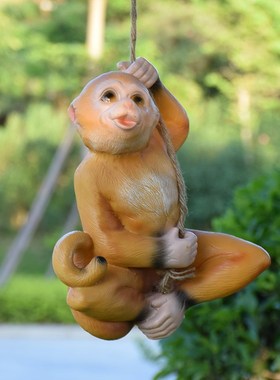 别墅花园庭院户外院子吊件仿真动物猴子挂件N创意秋千树上装饰摆