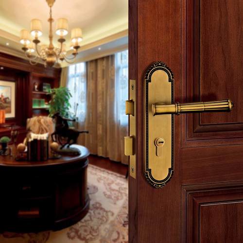 欧式轻奢新款实木门室内全铜大门锁室内房间门锁SM127127RG/BF
