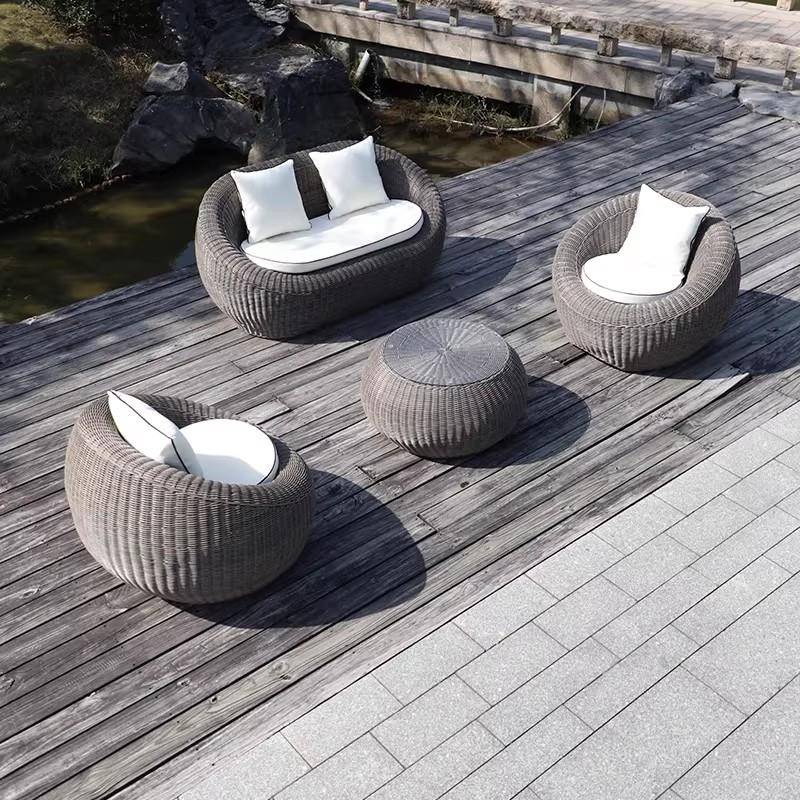 户外藤椅沙发三件套室外休闲懒人藤编沙发组合露天阳台藤椅家具