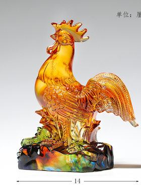琉璃鸡书房桌面装饰品家居商务礼品贺寿公鸡生肖生日礼物高档轻奢