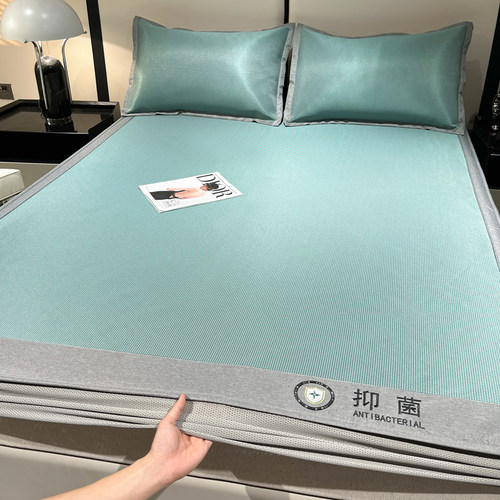 冰丝凉席夏季可水洗机洗抗抑菌席子2024新款夏天草竹席床笠款床罩