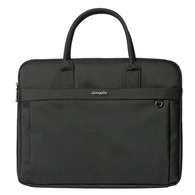 男士商务公文包手提双格分区收纳双排拉链公事包办公通勤文件包