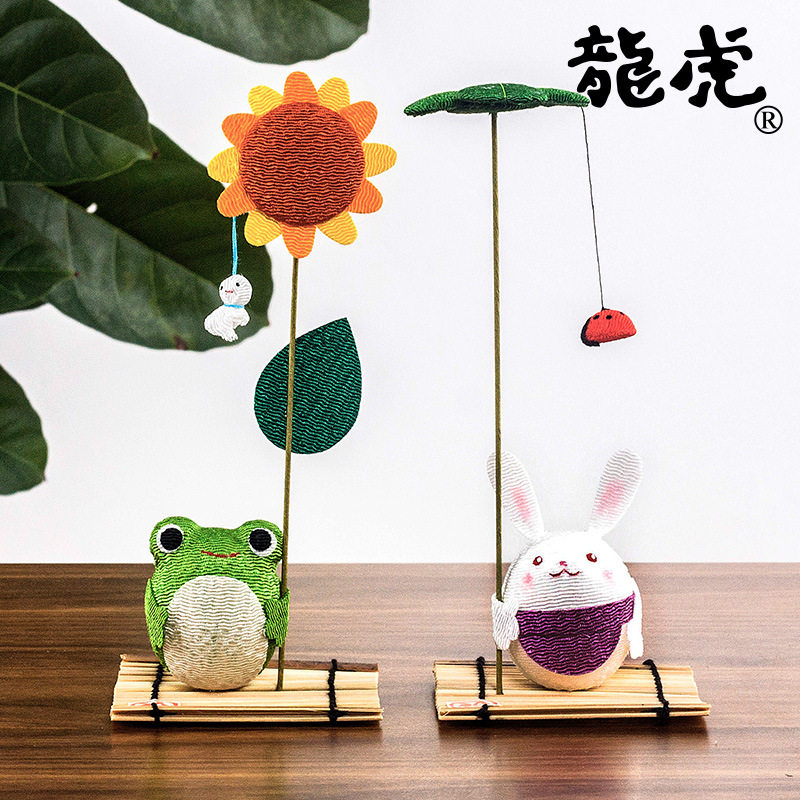 日本进口汽车桌面摆件京都龙虎作可爱萌猫咪兔子青蛙生日女友礼物
