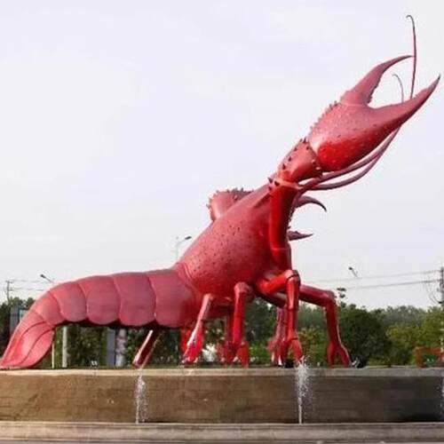 玻璃钢发光龙虾模型真大螃蟹雕塑海鲜餐厅摆件门头招牌装饰灯箱