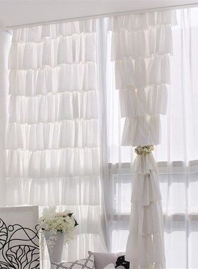 窗帘紫色浪漫紫布置梦幻客厅卧室公主风欧式纱帘小短半Y网帘门沙