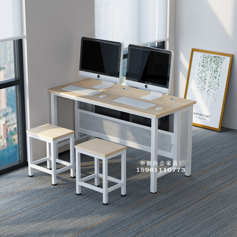 学校学生电教室木制双人三人多媒体微机室培M训桌教室机房电脑桌