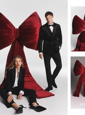 大型红蝴蝶结商场橱窗场景布置网B红打卡拍照道具商场店铺橱窗摆