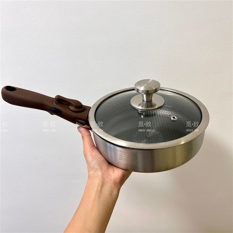 户外锅具可拆卸手柄锅316不锈钢炒锅 I便携不粘锅折叠套锅露营炊