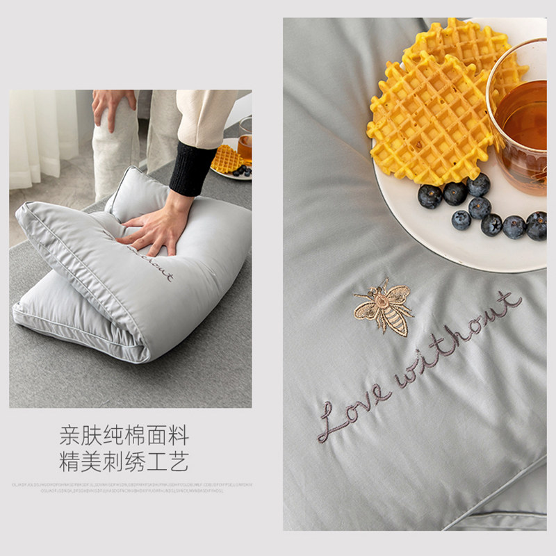 全棉大豆纤维枕头一对家用单人枕芯护颈椎助睡眠酒店整头W48*74cm