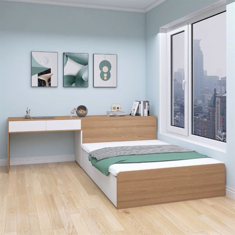 榻榻米床一体定制省空间儿童房床与书柜书桌衣柜一体组合卧室套装