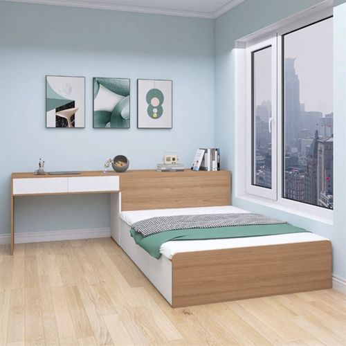 榻榻米床一体定制省空间儿童房床与书柜书桌衣柜一体组合卧室套装