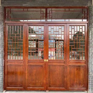 复古窑洞门窗仿古门窗老旧木门庭院对开门镂空实T木大门花格门定