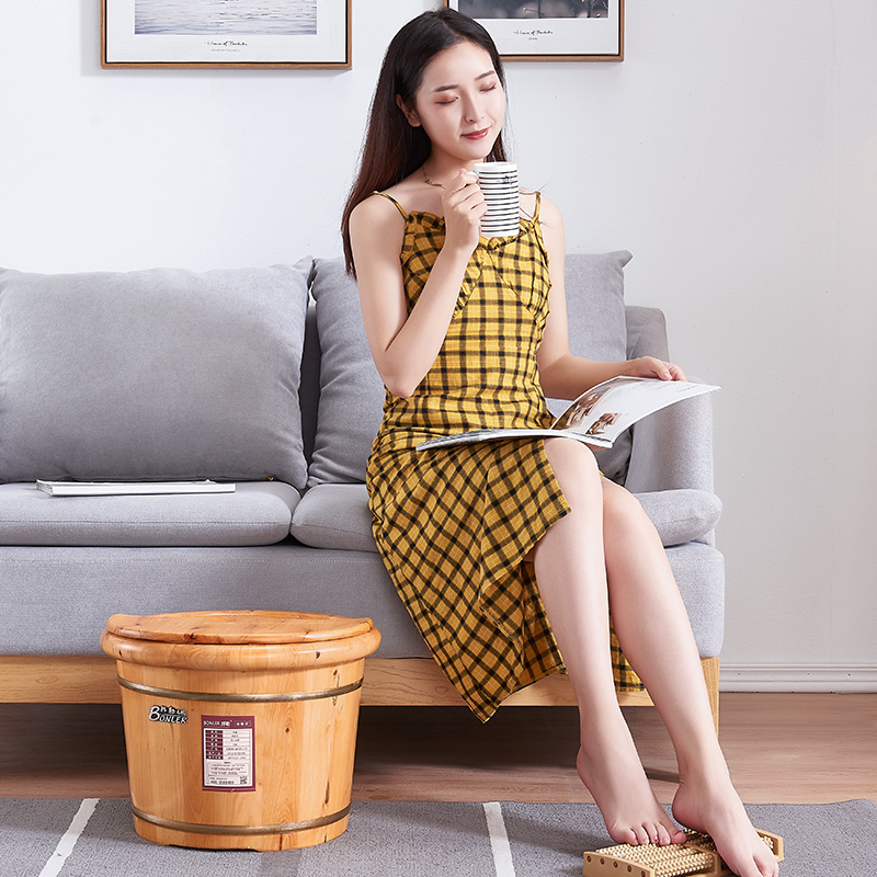 香柏木泡脚桶木桶过m小腿木质足浴盆实木盆家用洗脚足疗盆带盖脚