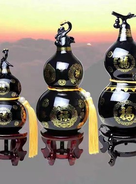 泰山墨玉葫芦玄关中国风办公室摆件装饰礼品补角旺财乔迁开业送礼