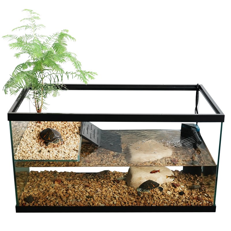 新型玻璃乌龟缸带晒n台别墅造景绿植水陆缸家用客厅养龟专用饲养