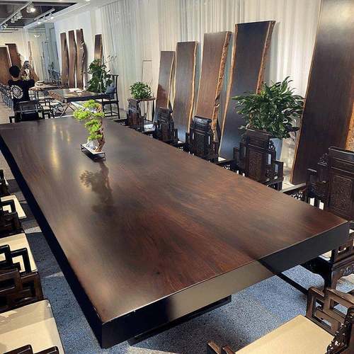 黑檀木整板原切大板茶台实木茶桌椅组合家用商用一体整套泡茶桌子