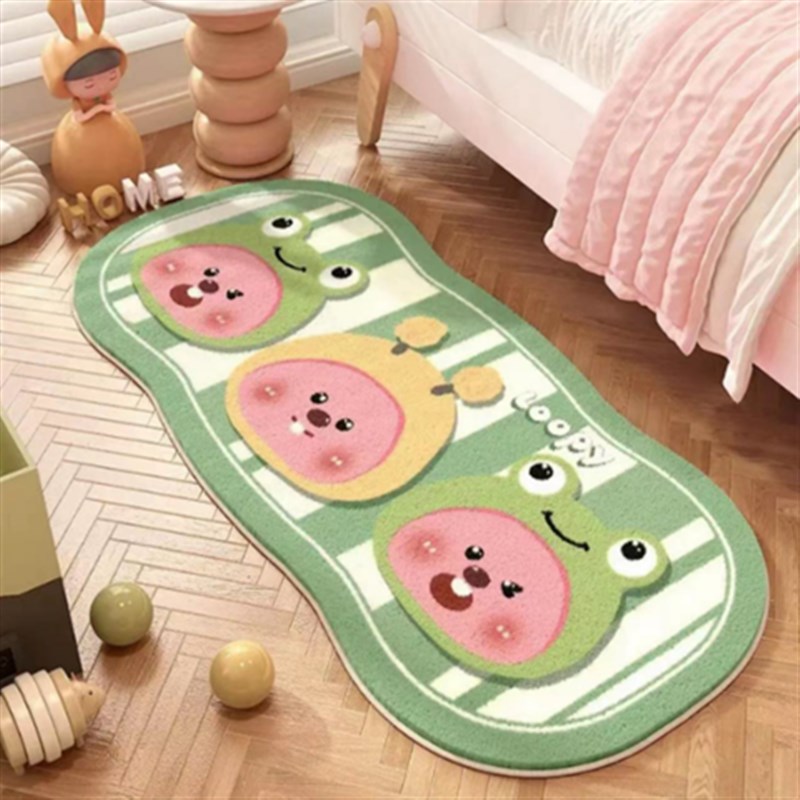 儿童房间床边地毯女孩卧室床头可爱毛绒脚垫主卧床前长条加厚地垫