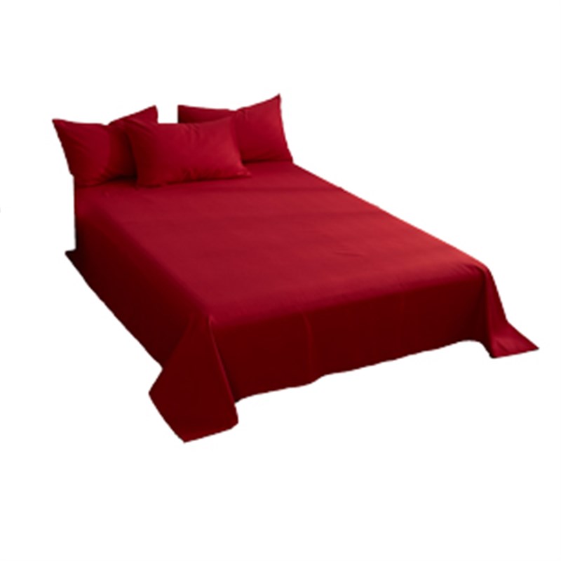 大红色床单单件结婚庆被单水洗棉宿舍双人纯红被单枕套三件套婚房