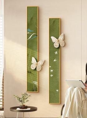 绿色奶油风蝴蝶入户玄关装饰画走廊过道挂画正对门挂件客厅壁画
