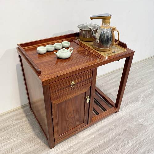 实木可移动茶水柜家用小茶几实木棒茶桌新中式轻奢置物架茶水柜