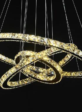 现代水晶灯线割吸顶灯led不锈钢遥控灯具灯饰简约客厅中空灯