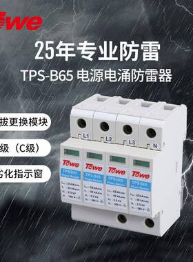 TOWE同为加强型65KA压敏型过电压保护器二级C级保护可选做B级防