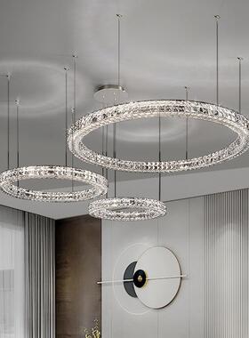 轻奢风水晶吊灯现代简约led客厅灯大气圆形卧室餐厅别墅大厅灯具