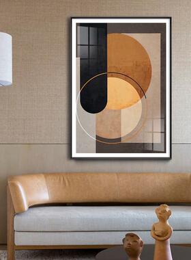 时刻现代简约客厅装饰画几何橙色块大幅沙发落地画轻奢玄关挂画