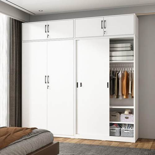 更衣柜钢制工厂员工铁皮柜带锁推拉门宿舍储物柜收纳换衣柜文件柜