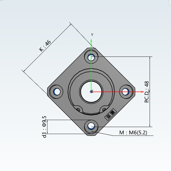 内径17-50方形法兰铝合金轴承座固定座嵌入卡簧 SKH BGSRB BFJ11
