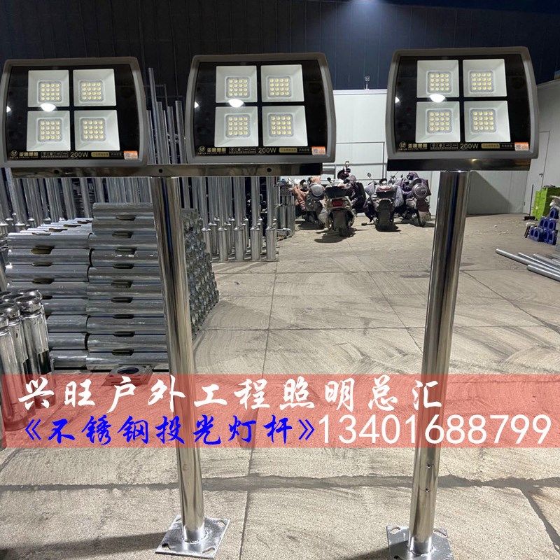 定制不锈钢路灯杆户外防水防锈2米3米T型LED投光灯杆双头广告灯杆