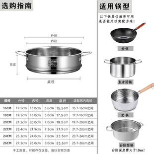 汤锅蒸屉蒸格蒸笼 304不锈钢加厚带耳双耳单层蒸锅炒锅蒸格蒸馒头