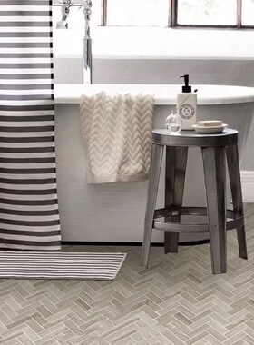 石材马赛克背景墙白色鱼骨拼人字拼大理石玄关卫生间厨房地砖防滑