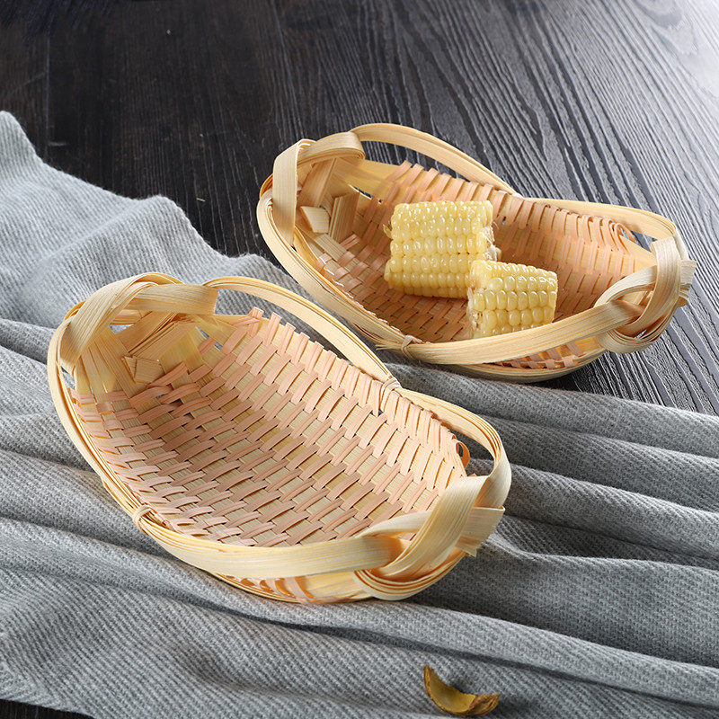 竹编小果盘密胺编织篮创意糖果篮收纳篮茶点盘客厅点心盘装饰簸箕,特色手工艺,竹编/竹雕,淘宝优惠券,粉丝福利购,淘宝优惠卷