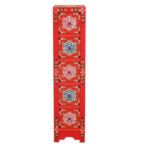 彩绘家具实木边柜单斗柜CD柜手绘中式仿古储物收纳柜尺寸可订制做