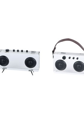 现代简约透明轻奢玻璃收音机录音机摆件客厅玄关样板房书房装饰品