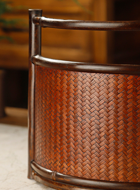 紫竹大漆曲面小屏风桌面竹编栅栏围栏隔断O竹制茶道装饰布景摆件