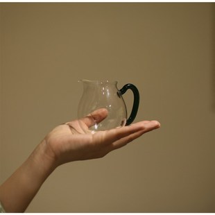 工匠家品迷你公道杯高硼硅高透玻璃分茶器 湖绿色 儿童公杯带把