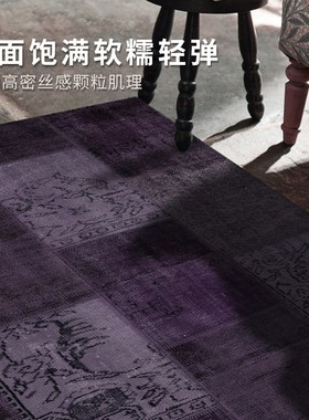 Goya中古风客厅地毯2024新款紫色法式复古高级感轻奢卧室床边地垫