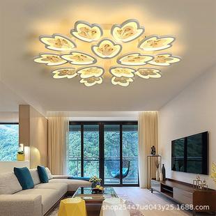 新款 带遥控灯 水晶郁金香吸顶灯简约温馨客厅灯卧室灯创意个性