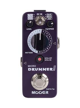 MOOERMicroDrummerII踏板48个鼓手Grooves和6种音乐风格