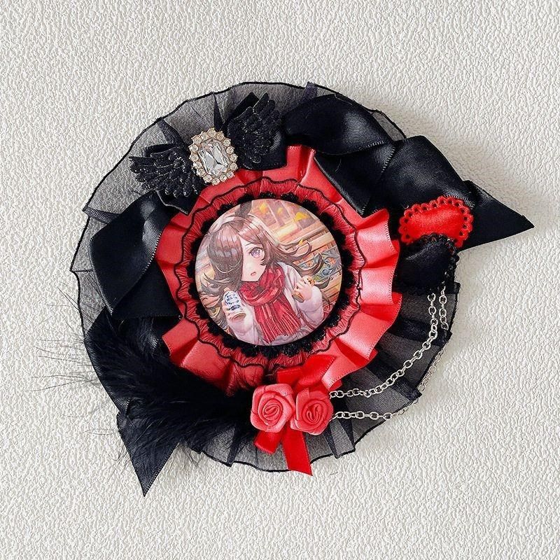 黑羽蓝羽粉色紫蕾丝吧唧托谷美配58-75mm谷子徽章吧唧痛包diy材料