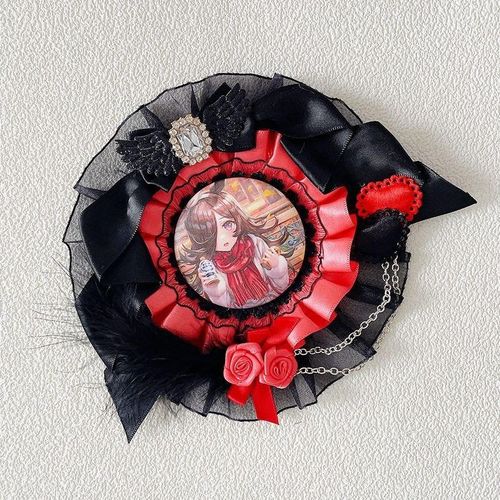 黑羽蓝羽粉色紫蕾丝吧唧托谷美配58-75mm谷子徽章吧唧痛包diy材料