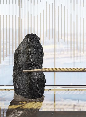 仿真黑山仿生石玻璃纤维造景观室内户外玄关楼梯枯山水庭院组合摆